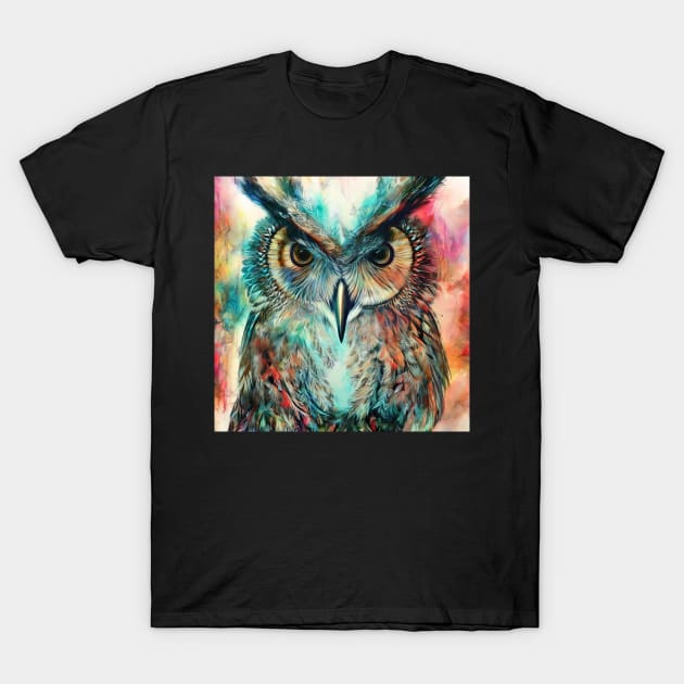 Great Horned Owl Digital Painting T-Shirt by karma-stuff